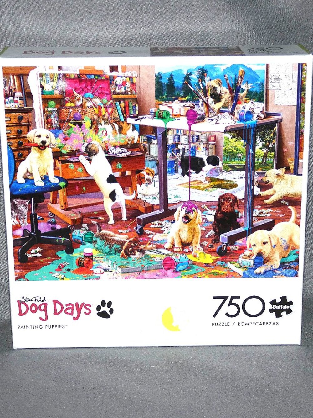 Steve Read Dog Days Jigsaw Puzzle Painting Puppies 17330 Buffalo Games 750 pc.